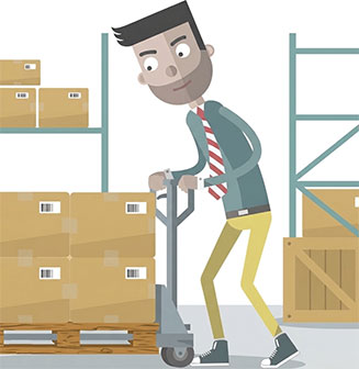 pallet delivery man with truck